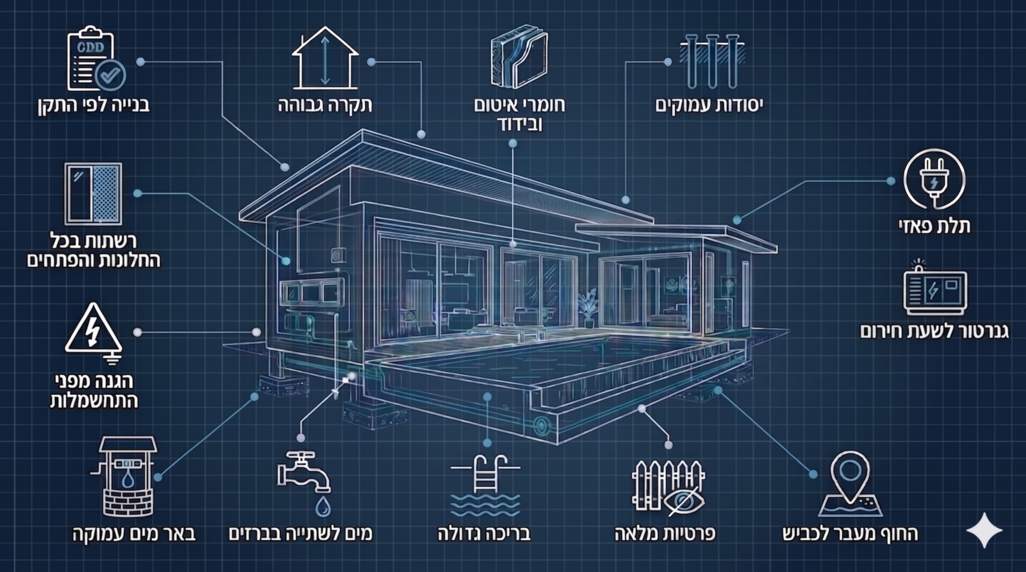 מפרט בנייה — כל מה שכלול בוילה